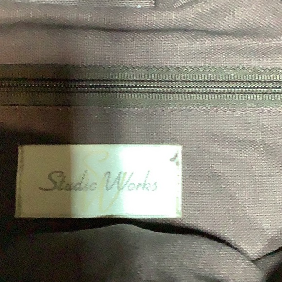 Studio Works woven knit tote bag/brown shoulder purse - Picture 2 of 3